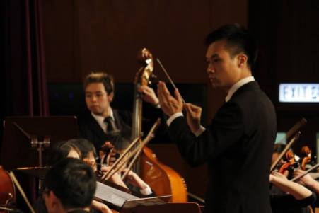 Conducting university orchestra